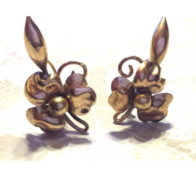 Hübsche Vintage Jugendstil Ohrringe Mit Ohrmuttern von MySoulRepair