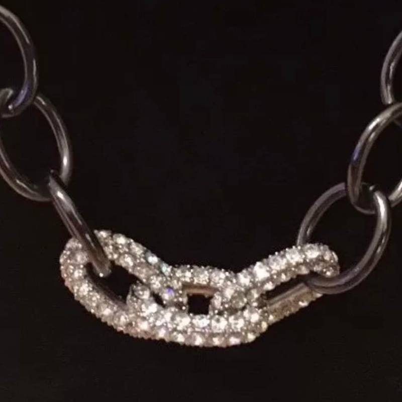 Kenneth Jay Lane Industrial Gothic Kristall Gunmetal Statement Halskette - Vintage Kjl Big Bling von MySoulRepair