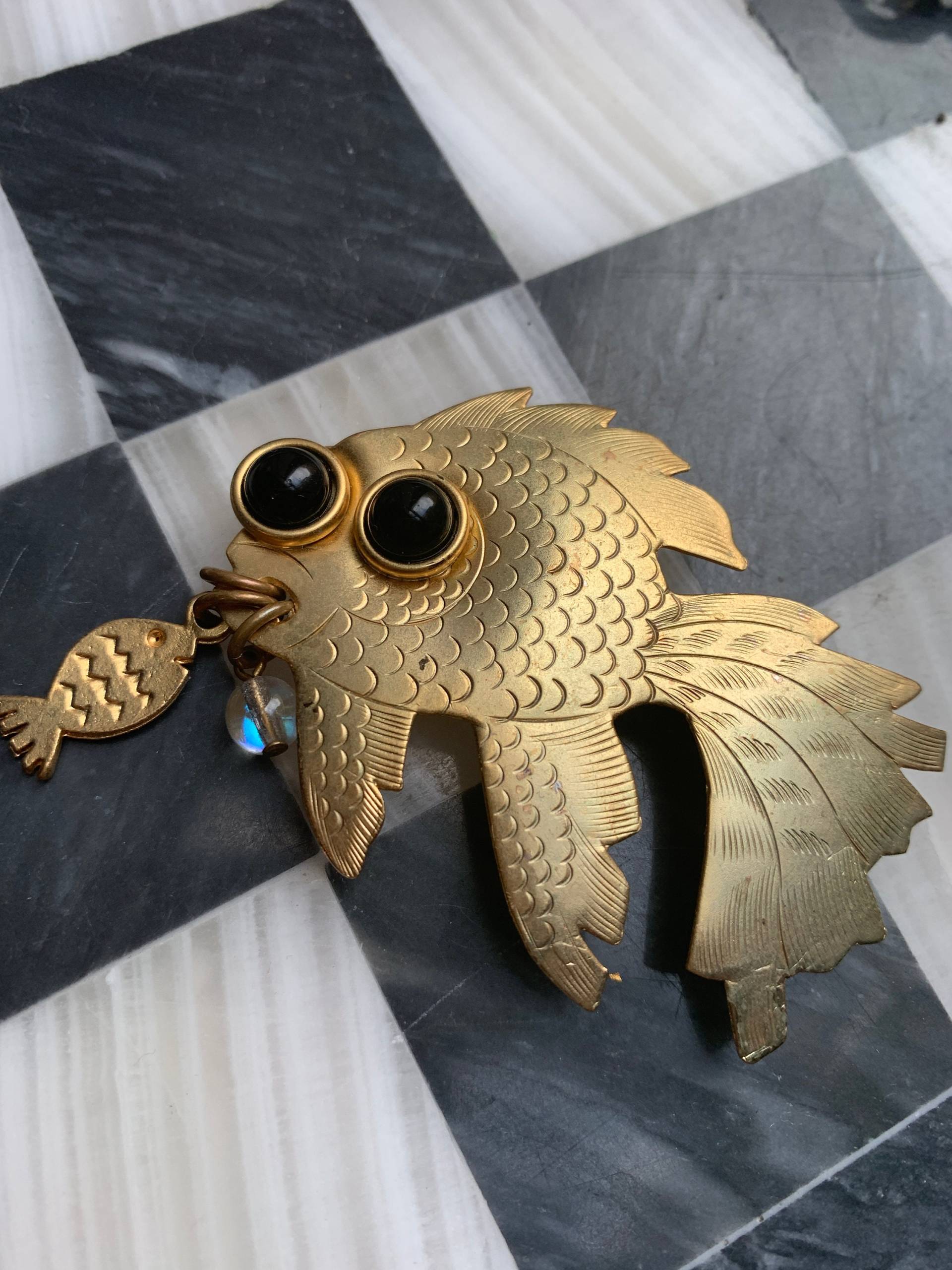 Vintage Big Eye Fish Anstecknadel, 70Er-80Er Jahre Brosche von MySoulRepair