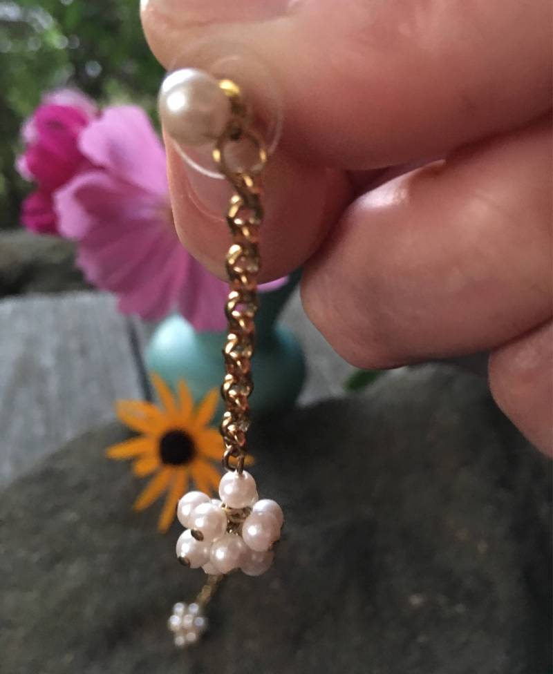 Vintage Ketten-Ohrringe Goldfarben Perlen-Cluster Disco-stil von MySoulRepair