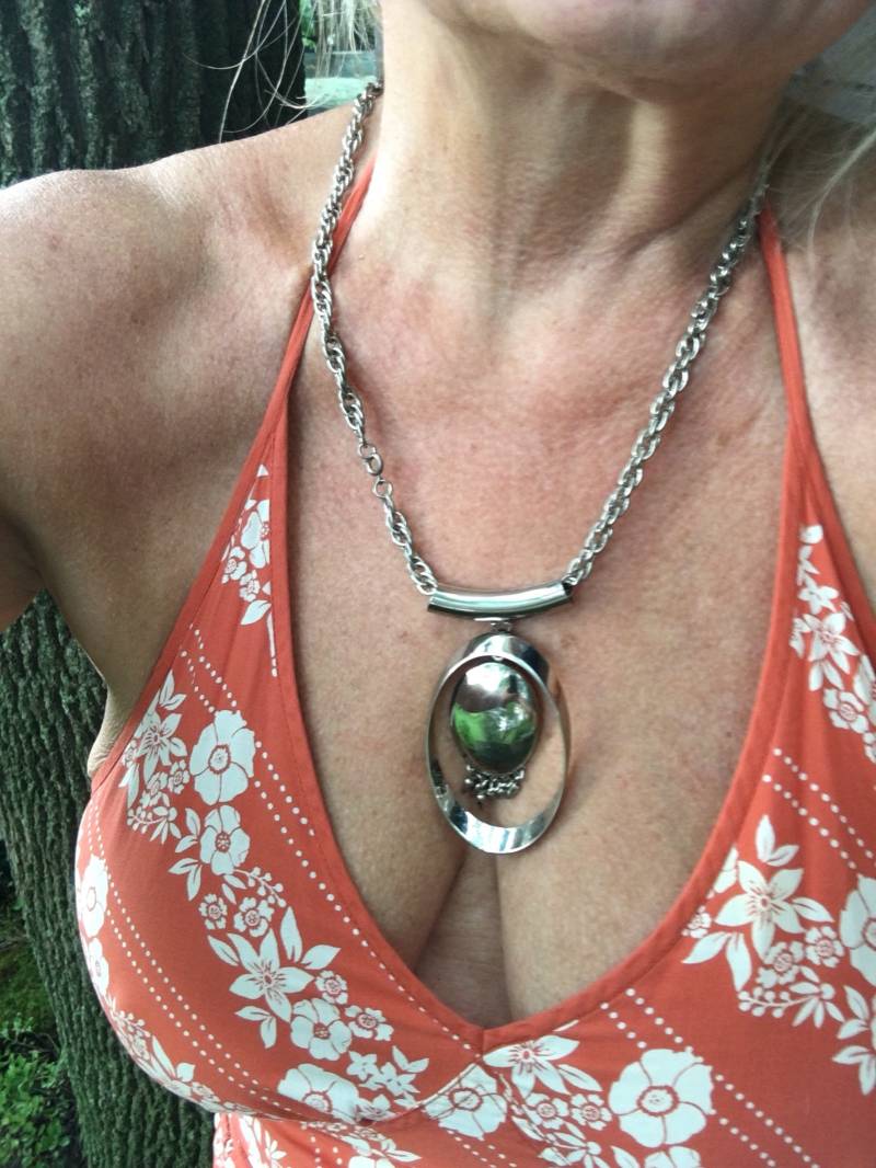 Vintage Versilberte Mid Century Modernist Psychedelic Groovy Wild Mod 60Er 70Er Grammy Did Vegas Bling Halskette von MySoulRepair