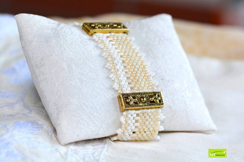 Armband Beige Facetten_Line Handmade von MyStatementShop