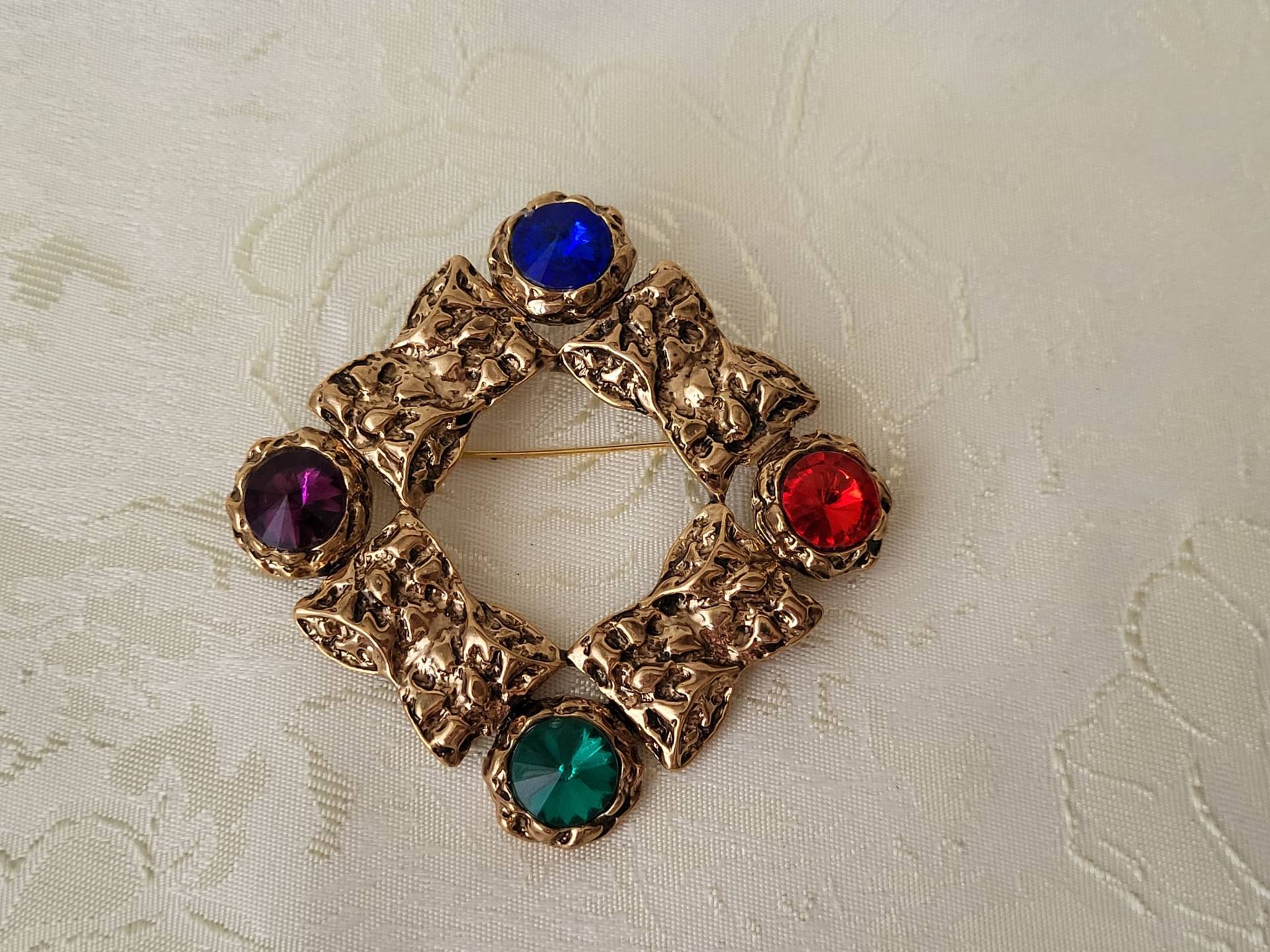 Brosche Mit Steine Gold Damen Accessoire 90Er Jahre Schmuck von MyStyleFashionCo