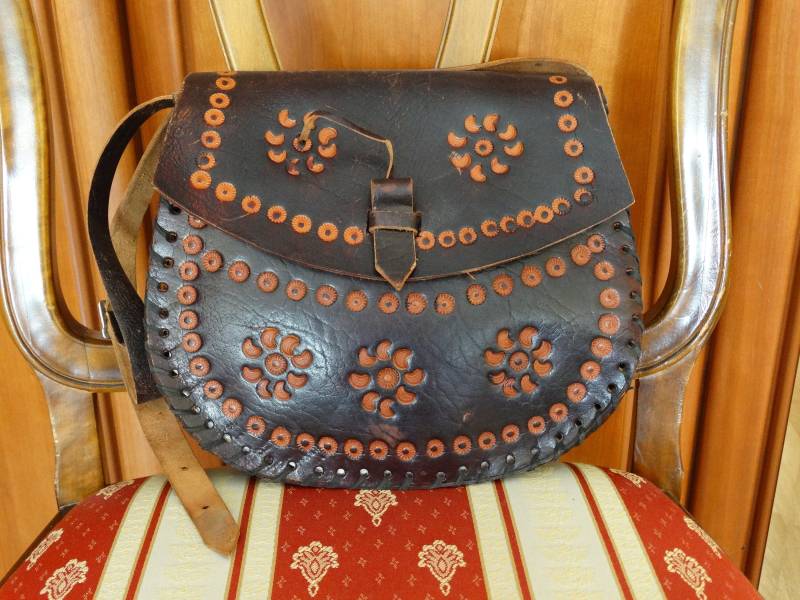 Jahrgang Damen Tasche Echtleder Handbag Braun Schultertasche Handmade Germany von MyStyleFashionCo