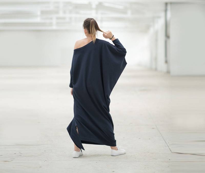 Maxi Kleid, Schwarzes Plus Size One Shoulder Kaftan Frauen Langes Kleid von MyStyleM