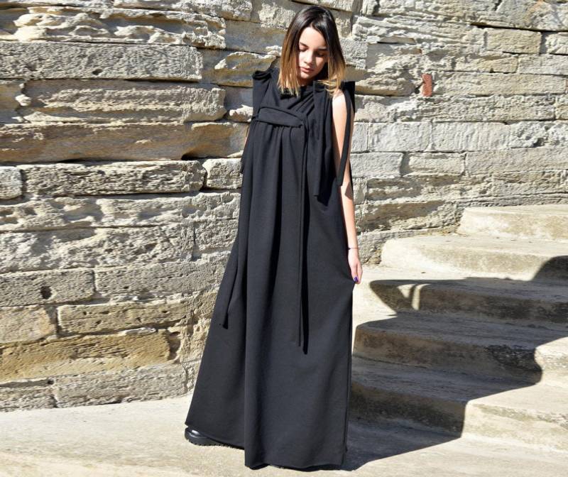 steampunk Kleid, Kaftan Gothic Hochzeitskleid, Abaya Frauen Maxi Plus Size Langes Schwarzes Kleidung von MyStyleM