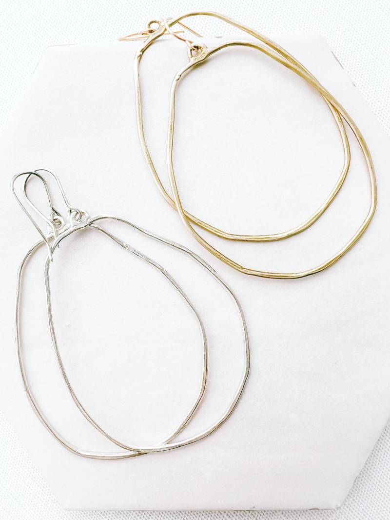 Große Silber Hoop Ohrringe - Rustikale Bio Sterling von MySunsetRoad