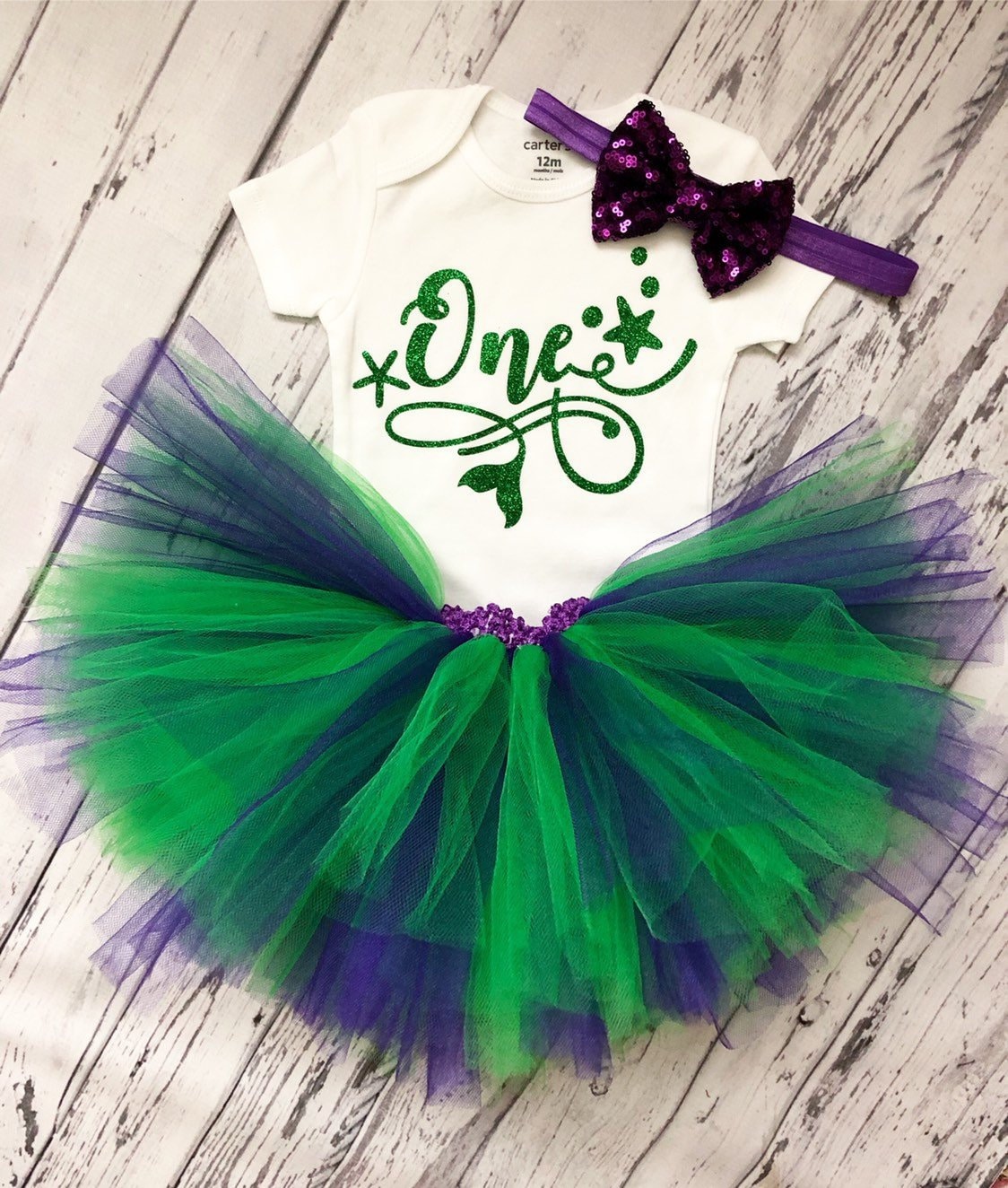 Mermaid Birthday Outfit Mädchen Meerjungfrau Geburtstag Erster 1. Party First Any Age von MyTuTuCuteBoutique