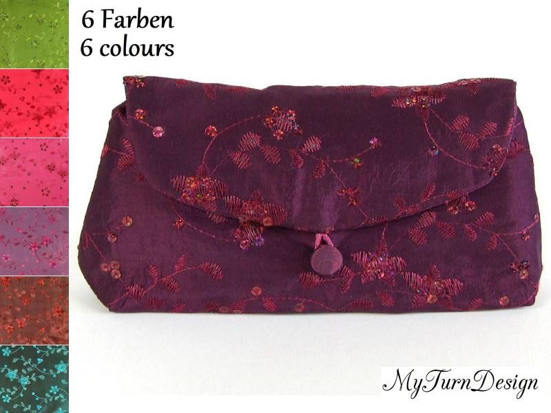 Kosmetiktasche, Kleine Kulturtasche, Toilettentasche, Make-Up-Tasche, Schminkbeutel, Schminktasche, Bestickt, Elegant, Pailletten von MyTurnDesign