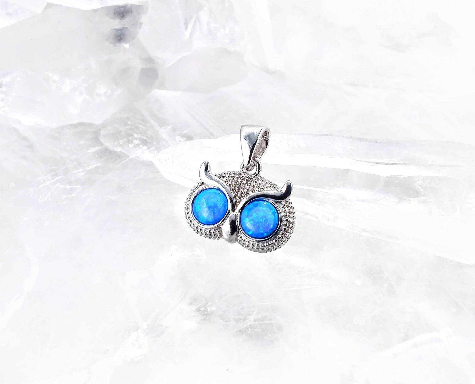 Wise Owl Blauer Opal Silber Anhänger Halskette, Lab-Erstellte 925 Sterling Abschlussgeschenk Für Sie von MyTwinkleBox