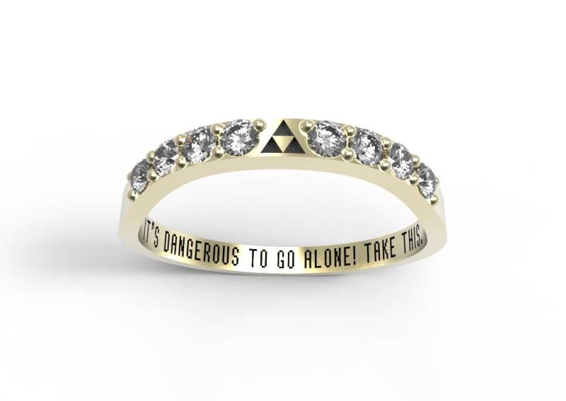 Zelda Wedding Band Triforce Inspiriert Gelb Gold Hochzeits-Set Nintendo Videospiel Ehering Geek Verlobungsring Geeky Nerdy von MyUniqueRing