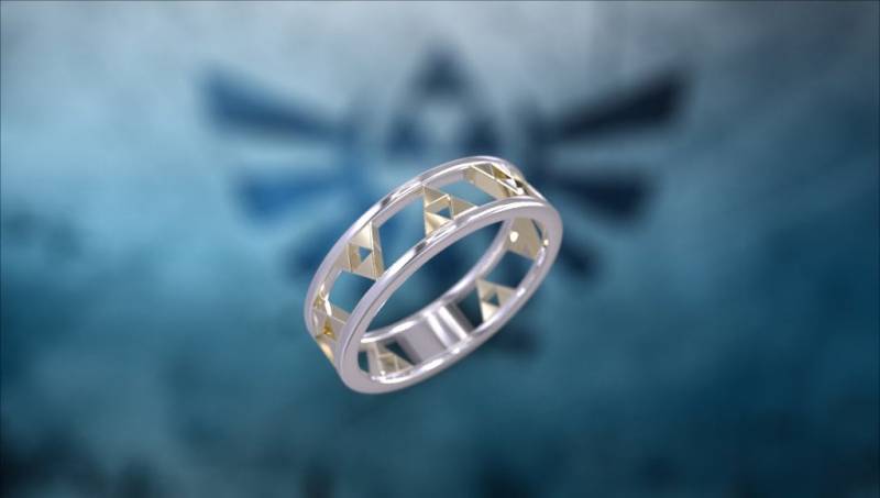 Zelda Wedding Band Verlobungsring Triforce Inspiriert Weißgold Nintendo Videospiel Ehering Geek Geeky Nerdy von MyUniqueRing