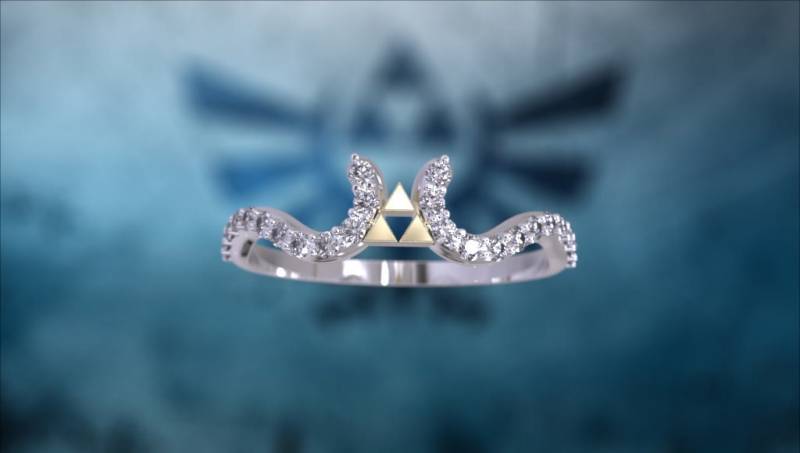 Zelda Wedding Band Verlobungsring Triforce Inspiriert Weißgold Nintendo Videospiel Ehering Geek Geeky Nerdy von MyUniqueRing
