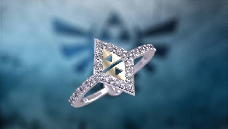Zelda Wedding Band Verlobungsring Triforce Inspiriert Weißgold Nintendo Videospiel Ehering Geek Geeky Nerdy von MyUniqueRing