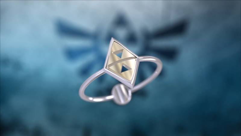 Zelda Wedding Band Verlobungsring Triforce Inspiriert Weißgold Nintendo Videospiel Ehering Geek Geeky Nerdy von MyUniqueRing