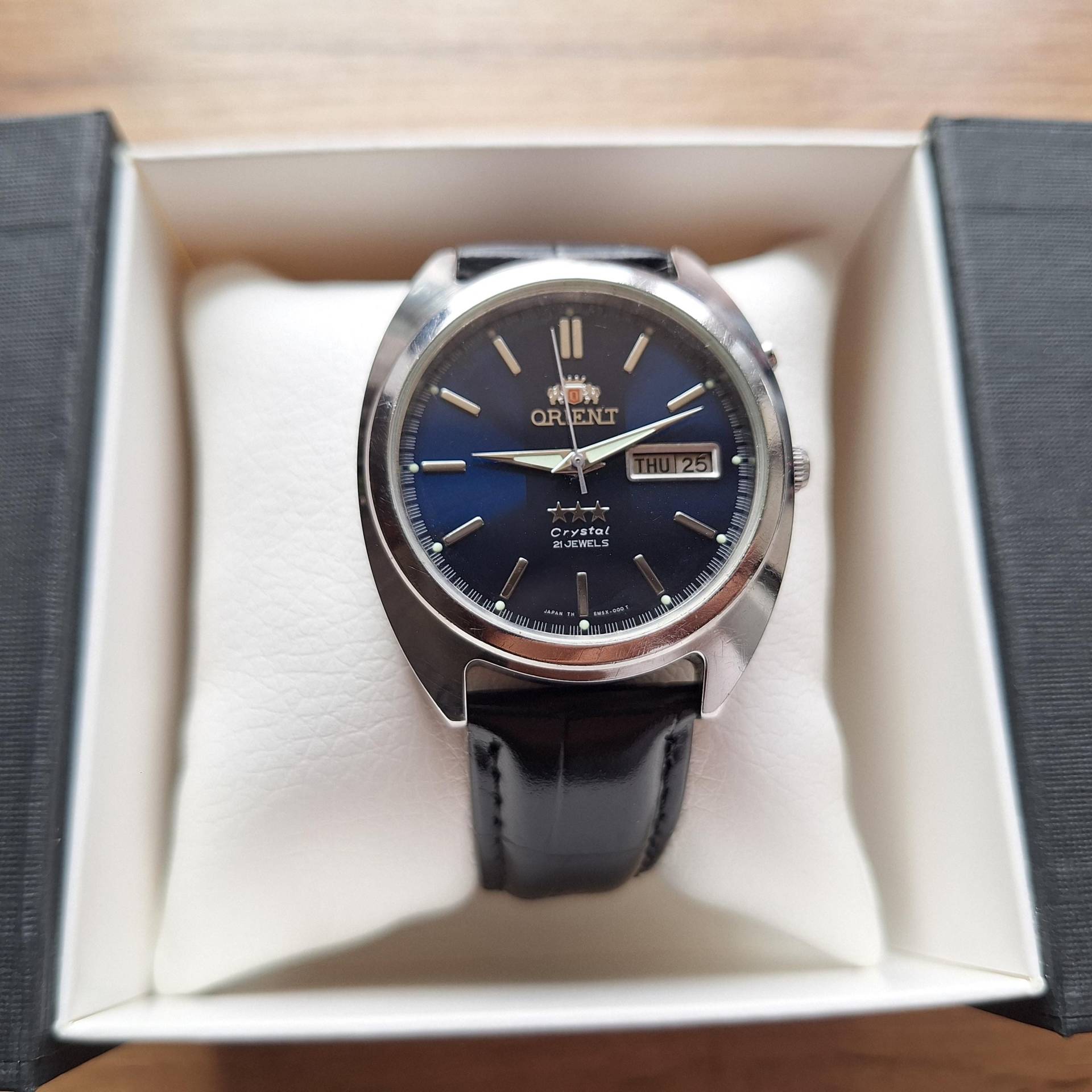 Vintage Orient Crystal Automatikuhr Blaues Zifferblatt, Japan Made von MyVintageBAG