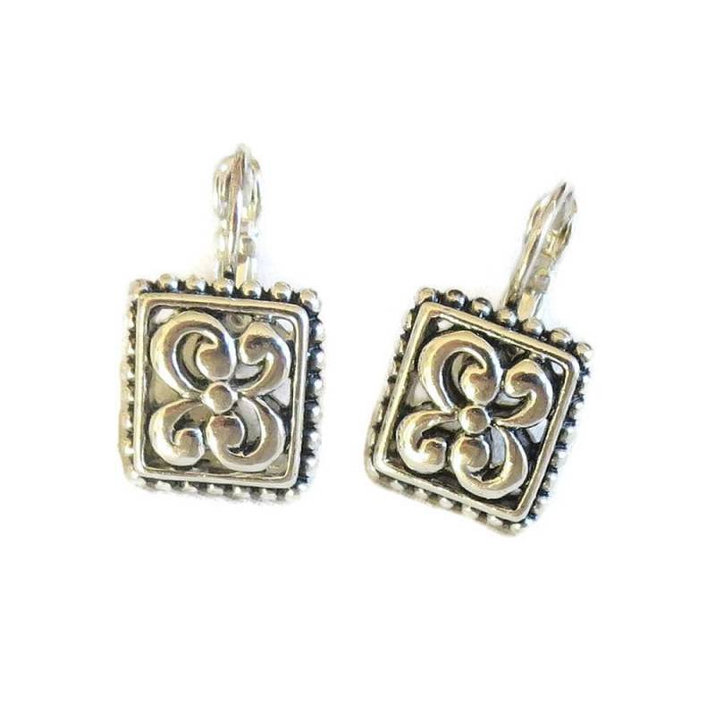 Offene Arbeit Blume Ohrringe Vintage Silber-Ton von MyVintageJewels