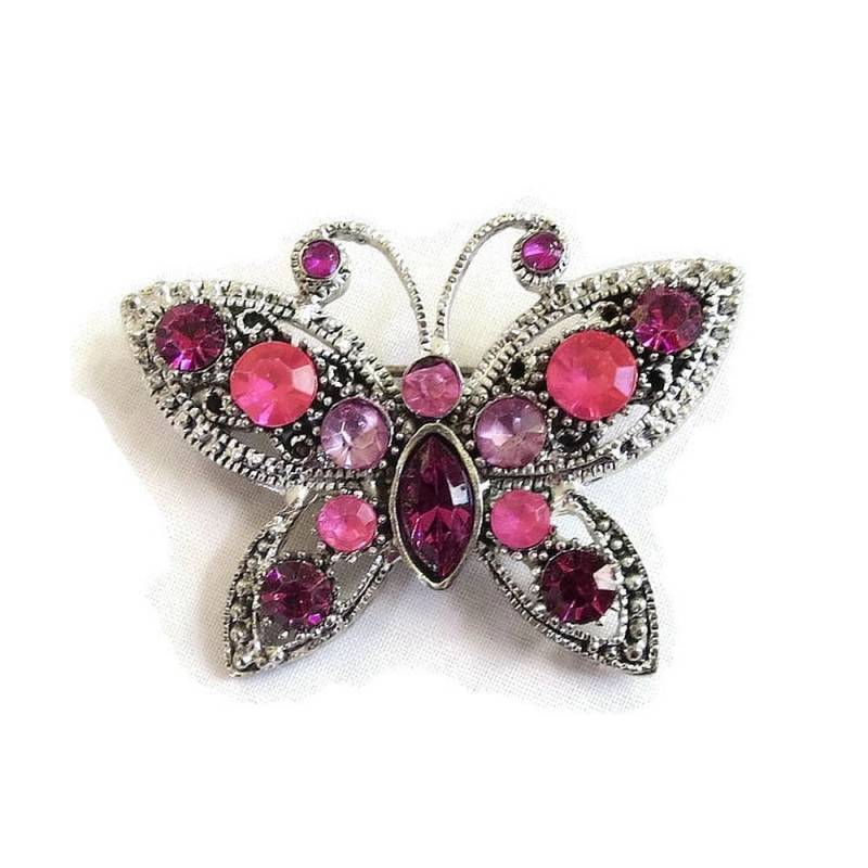 Rosa & Fuchsia Strass Schmetterling Brosche Vintage von MyVintageJewels