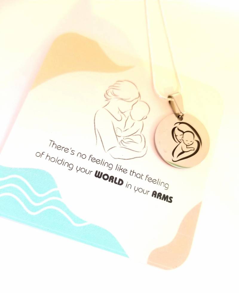 Neue Mutter Halskette, Gravierte Silber Anhänger, Und Baby Personalisierte Andenken Halskette Für von MyWhys