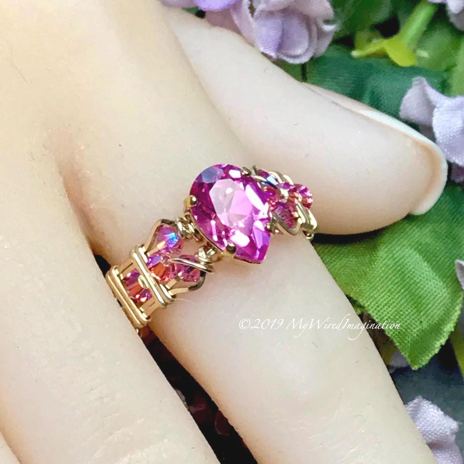 Handgefertigter Ring Mit Pink Saphir in Sterling Oder 14K Gf von MyWiredImagination