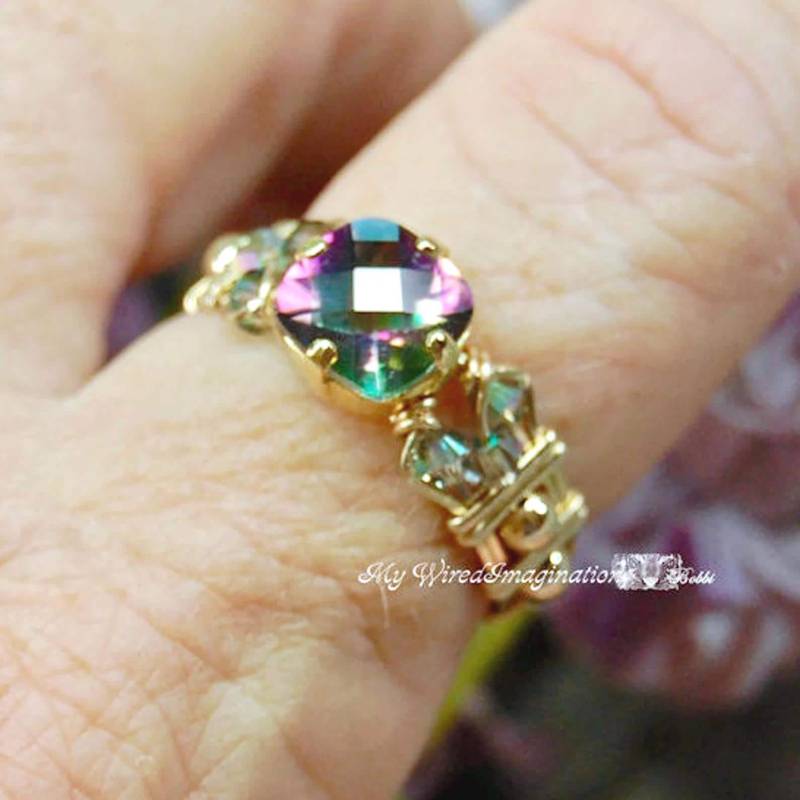 Regenbogen Mystic Topas Ring, Schachbrett Facettenschliff, in Ss Oder 14Kgf, November Birthstone Regenbogen Mystic Topas Ring, Schachbrett Facettenschliff, in Ss Oder 14Kgf, November Birthstone von MyWiredImagination