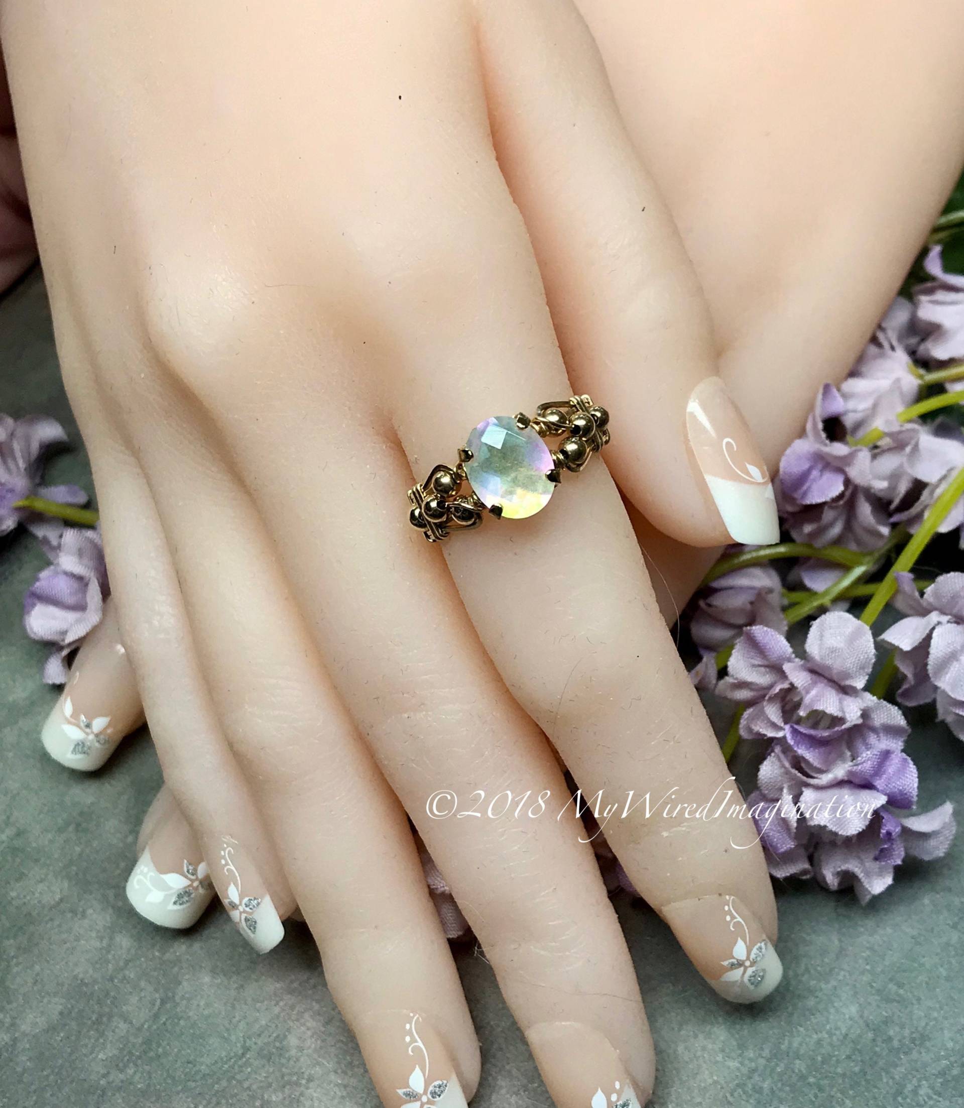 Regenbogen Quarz Doublette Handgefertigter Ring, Mondstein, Schachbrett Edelstein von MyWiredImagination