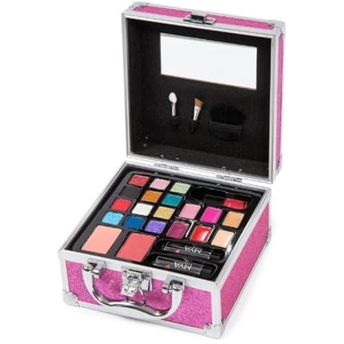 MYA Cosmetics MYA Glitter Fashion | Professioneller Make-up-Koffer | Lidschatten-Set, Rouge, Lippenstift, inklusive Pinsel und Make-up-Pinsel von Mya Cosmetics
