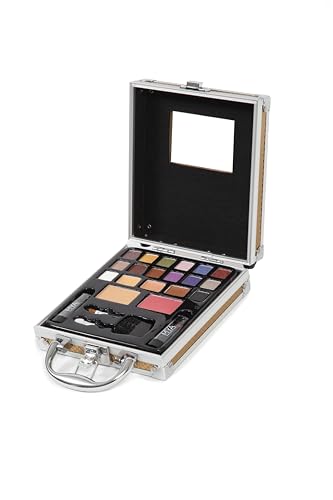 MYA Cosmetics Professioneller Make-up-Koffer mit Lidschatten, Rouge, Lippenstift, Pinsel (MYA Travel Gold) von Mya Cosmetics
