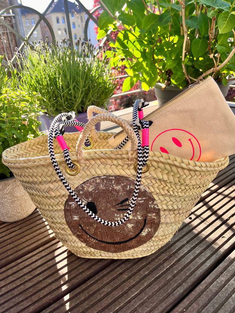 Strandtasche | Strandkorb Naturkorb Strohtasche Handgefertigter Korb Boho-Korb Markttasche von MyaAccessoires