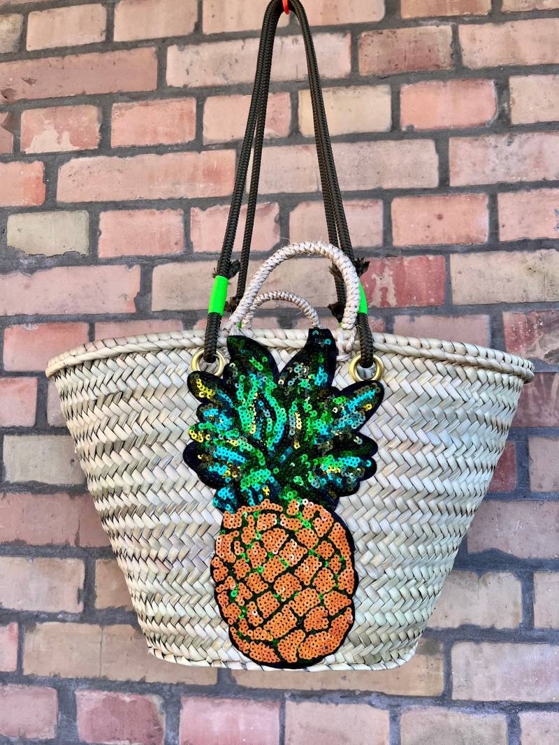 Strandtasche | Strandkorb Naturkorb Strohtasche Handgefertigter Korb Boho-Korb Markttasche von MyaAccessoires
