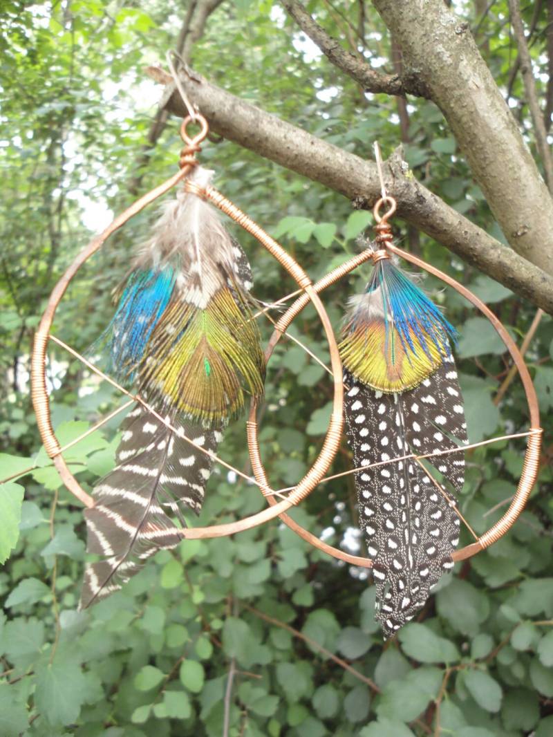 Traumfänger Kupfer Federohrringe von MyaLuiseDesigns