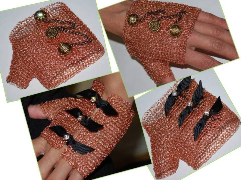 Sonderanfertigung, Handarbeit Gehäkelte Draht Halbe Handschuh, Handgemachte Fingerlose Handschuhe von MyasCreations