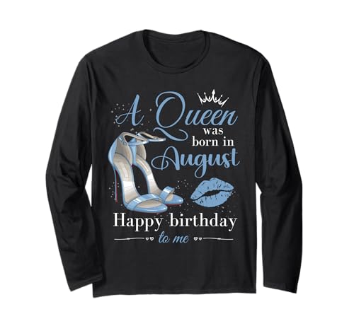 Queen Was Born in August Frauen Mädchen Damen August Geburtstag Langarmshirt von Myassil Women Girls Born in August Outfits