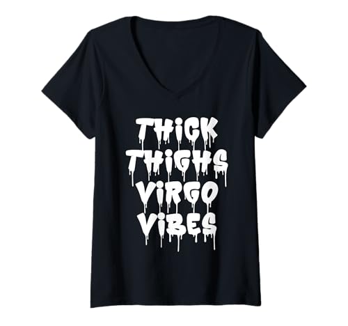 Damen Dicke Oberschenkel Jungfrau Vibes Jungfrau Sternzeichen Männer Frauen lustig T-Shirt mit V-Ausschnitt von Myassil