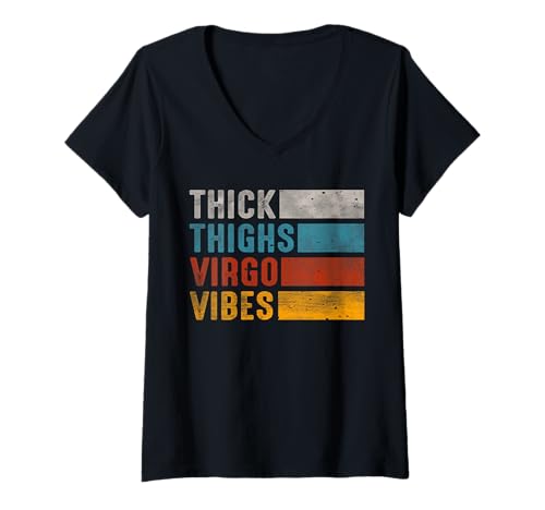 Damen Dicke Oberschenkel Jungfrau Vibes Jungfrau Sternzeichen Männer Frauen lustig T-Shirt mit V-Ausschnitt Damen Dicke Oberschenkel Jungfrau Vibes Jungfrau Sternzeichen Männer Frauen lustig T-Shirt mit V-Ausschnitt von Myassil