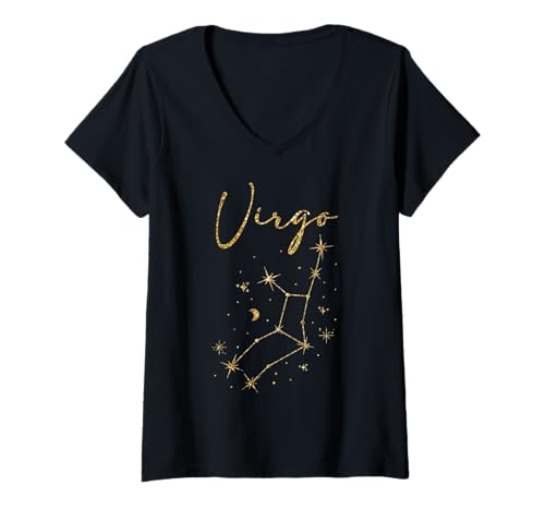 Damen Jungfrau Sternzeichen September August Geburtstag Männer Frauen Jungfrau T-Shirt mit V-Ausschnitt Damen Jungfrau Sternzeichen September August Geburtstag Männer Frauen Jungfrau T-Shirt mit V-Ausschnitt von Myassil