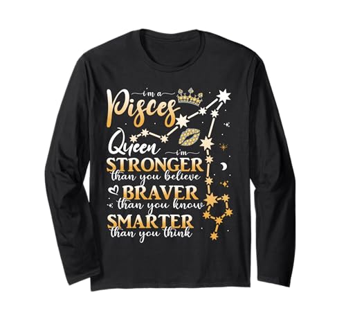 Fische Königin Fische Sternzeichen Konstellation Frauen Mädchen Langarmshirt von Myassil