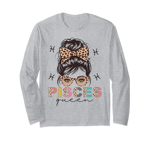 Fische Königin Fische Sternzeichen Messy Bun Frauen Mädchen Langarmshirt von Myassil