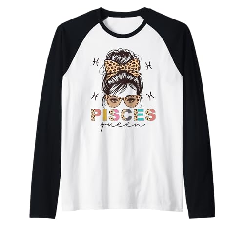 Fische Königin Fische Sternzeichen Messy Bun Frauen Mädchen Raglan von Myassil