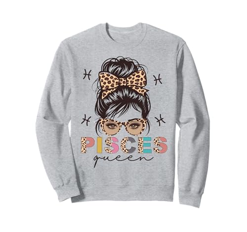 Fische Königin Fische Sternzeichen Messy Bun Frauen Mädchen Sweatshirt Fische Königin Fische Sternzeichen Messy Bun Frauen Mädchen Sweatshirt von Myassil