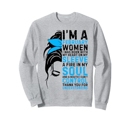 I'm a February Frauen Messy Bun Frauen Mädchen Damen Geburtstag Sweatshirt I'm a February Frauen Messy Bun Frauen Mädchen Damen Geburtstag Sweatshirt von Myassil