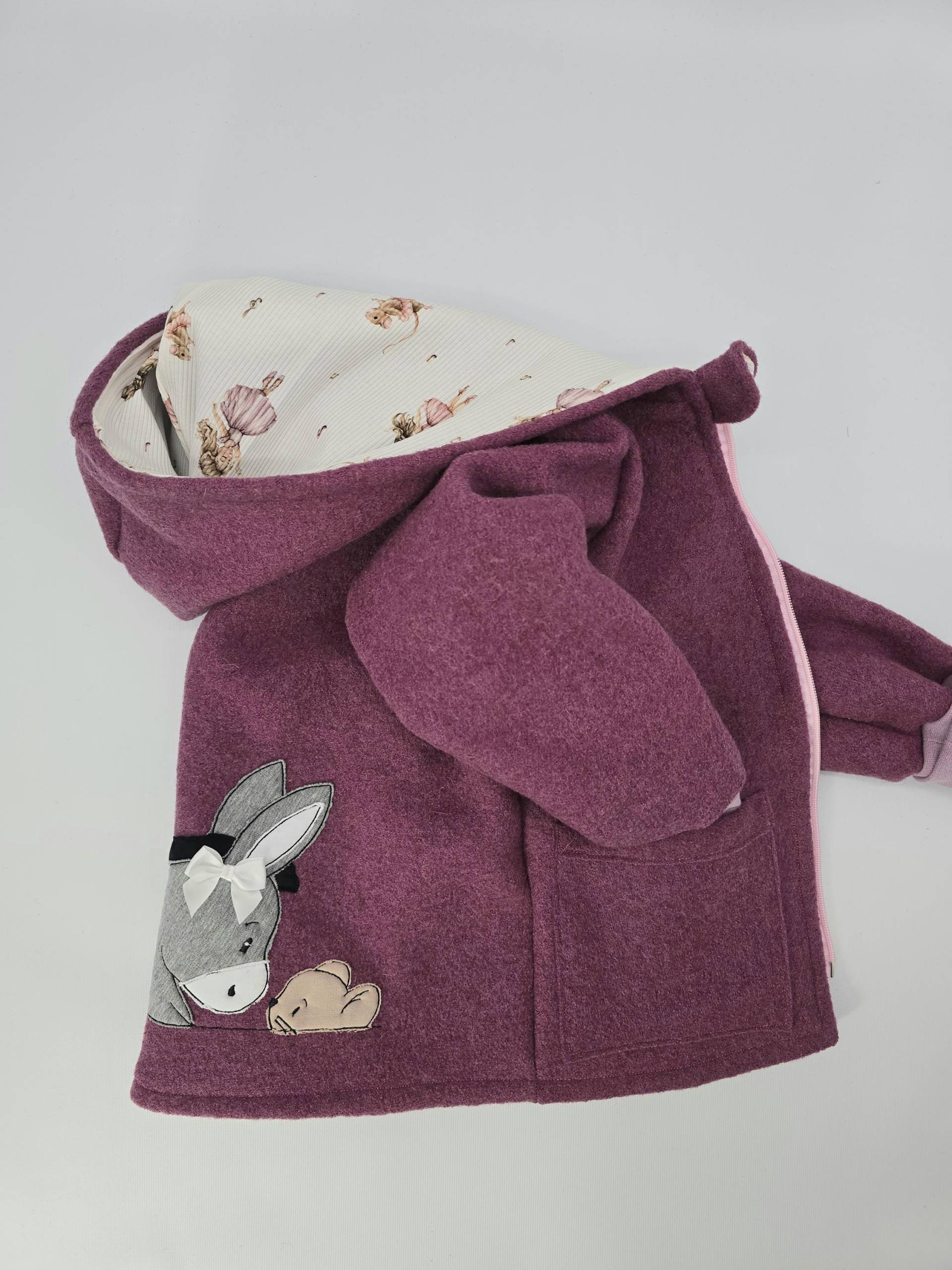 Winterjacke Mädchen/Jacke Aus Walkloden/Walk Jacke/Baby Jacke Walk/Jacke Mit Kapuze/Jacke Stickerei/Winterjacke Reißverschluss von MyawiKids