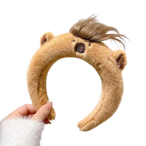 Capybara-Stirnband für Teenager, Cartoon-Design, Plüsch-Kopfbedeckung für Erwachsene, zum Schminken, Waschen des Gesichts, Sport-Stirnband, rutschfest, elastische Stirnbänder für Damen, elastische von Myazs