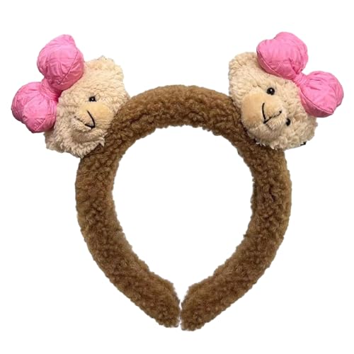 Damen Make Up Hairhoop Cartoon Plüsch Bär Haarband Pelziger Kopfreif Kostüm Kopfschmuck Erwachsene Mädchen Gesicht Waschen Stirnband Modisches Cartoon Stirnband von Myazs