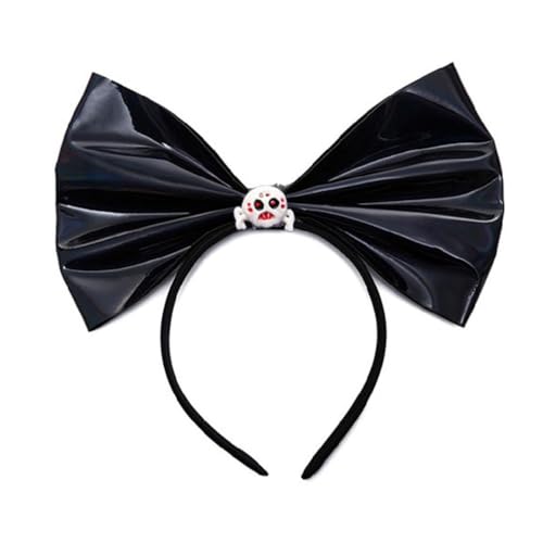 Myazs Halloween Haar Hoop Big Bow Stirnband Gothic Kürbis Schädel Kopfschmuck Maskerade Stirnbänder Cosplay Haarschmuck Große Schleife Stirnbänder Für Mädchen von Myazs