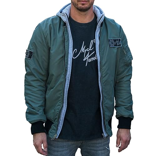 Mycl Turell 2nd Edition Bomberjacke Herren - Wasserabweisend, Sicherheits-Gelprotektoren CE zertifiziert - Stylisch und Sicher - Bomber Jacket - Motorradjacke Vintage Jacke (5XL, Petrol, Regular) von Mycl Turell