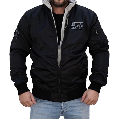 Mycl Turell 2nd Edition Bomberjacke Herren - Wasserabweisend, Sicherheits-Gelprotektoren CE zertifiziert - Stylisch und Sicher - Bomber Jacket - Motorradjacke Vintage Jacke (XL, Schwarz, Regular) von Mycl Turell