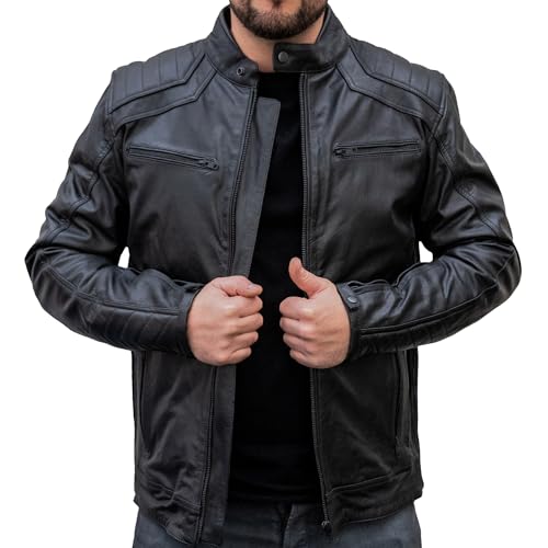 Mycl Turell Motorrad-Lederjacke Gentle Black: Hochwertiges Echtleder, zeitloses Design, optimale Passform und Funktionalität für ein unvergessliches Fahrerlebnis - Motorradjacke Herren (Schwarz, XXL) von Mycl Turell