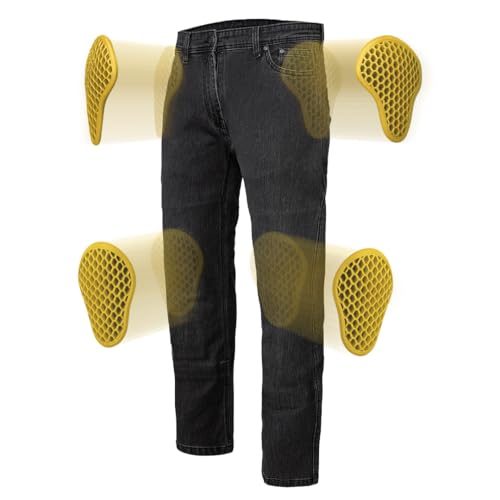 Mycl Turell Motorradhose Herren Jeans - Billy Jeans One Layer AAA Motorrad Hose CE (Schwarz) - mit LEVEL 1 Protektoren - Einlagig und extrem reißfest - Bequem, Stylisch & Sicher (Weite, Länge: 40, 36) von Mycl Turell