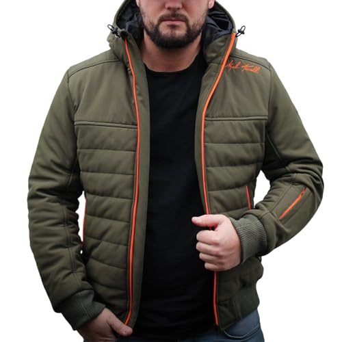 Mycl Turell Rockshell Motorradjacke Herren - Wasserdicht, Winddicht, CE EN1621-1 Protektoren, Sicherheitsnähte, Gefütterte Stepp-Softshell für Sommer & Übergangszeit, Motorrad Jacke (Grün, L) von Mycl Turell
